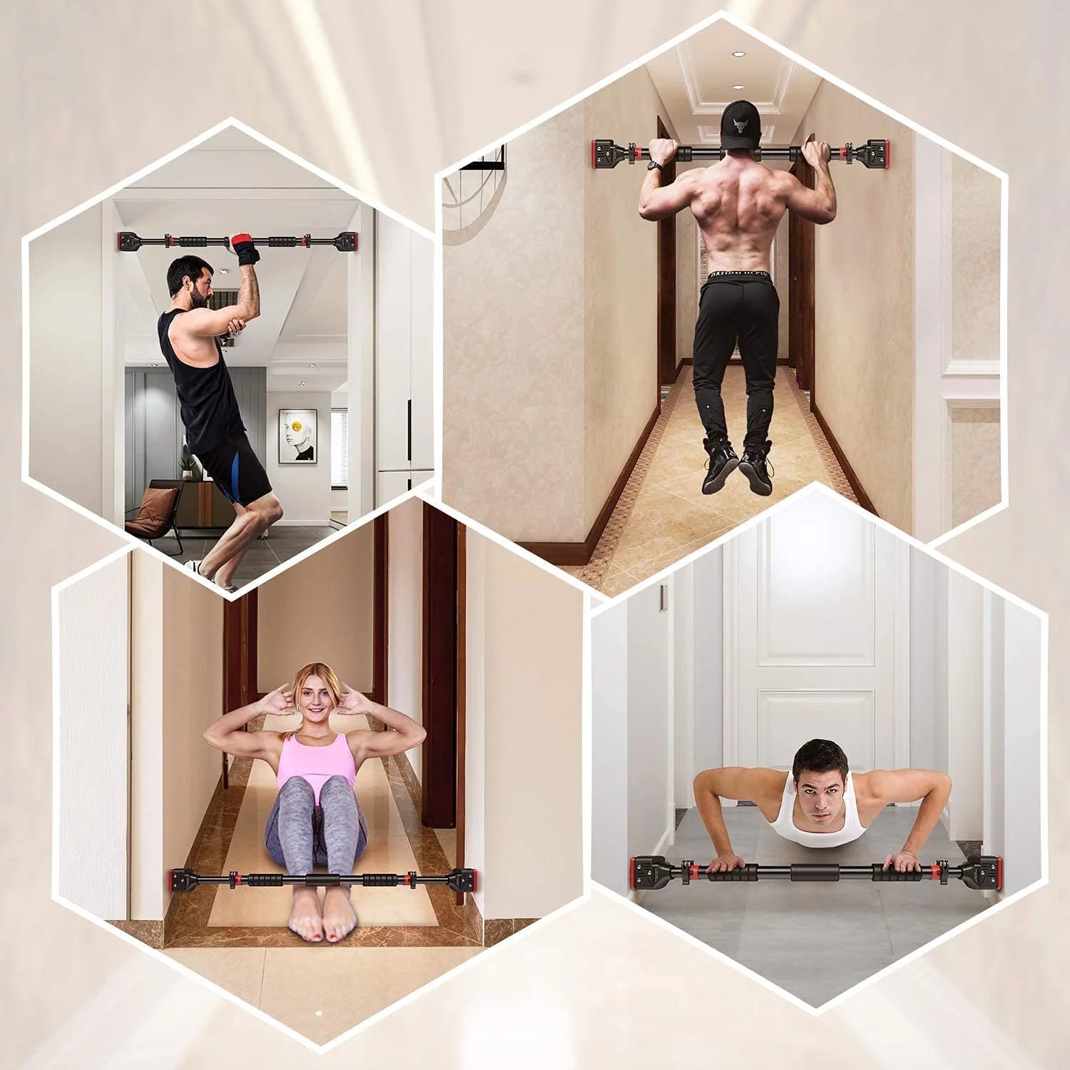 Adjustable Doorway Chin-Up and Pull-Up Bar for 28"-36" Door Frames - No Screws Required, Press Fit Design