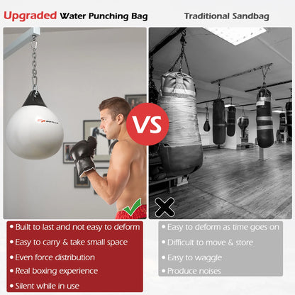 Goplus 18-Inch 110 lbs Water-Filled Aqua Training Boxing Bag for Home Gym - White