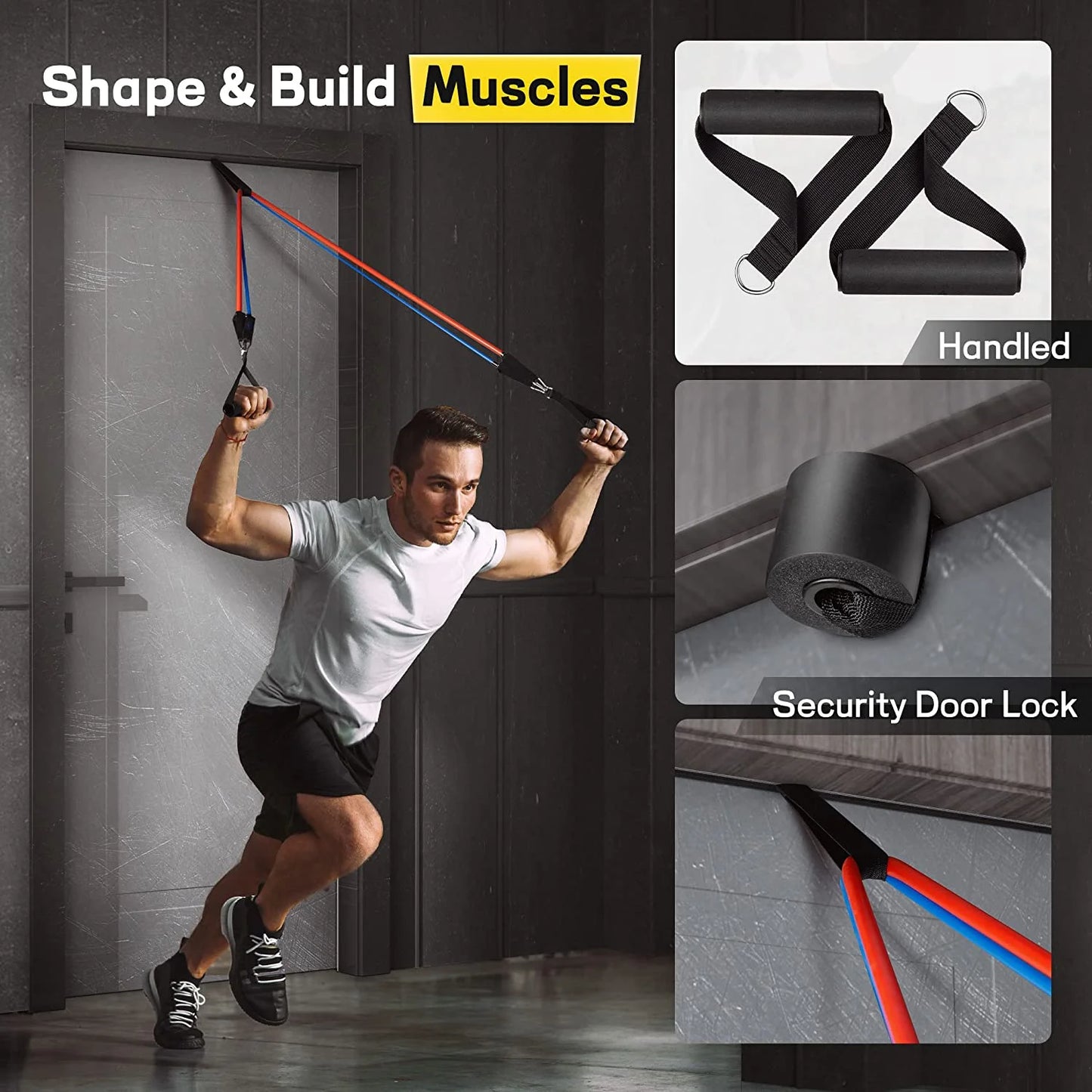 150 lbs Resistance Bands Set with Handles for Strength Training at Home - Exercise Bands for Men and Women