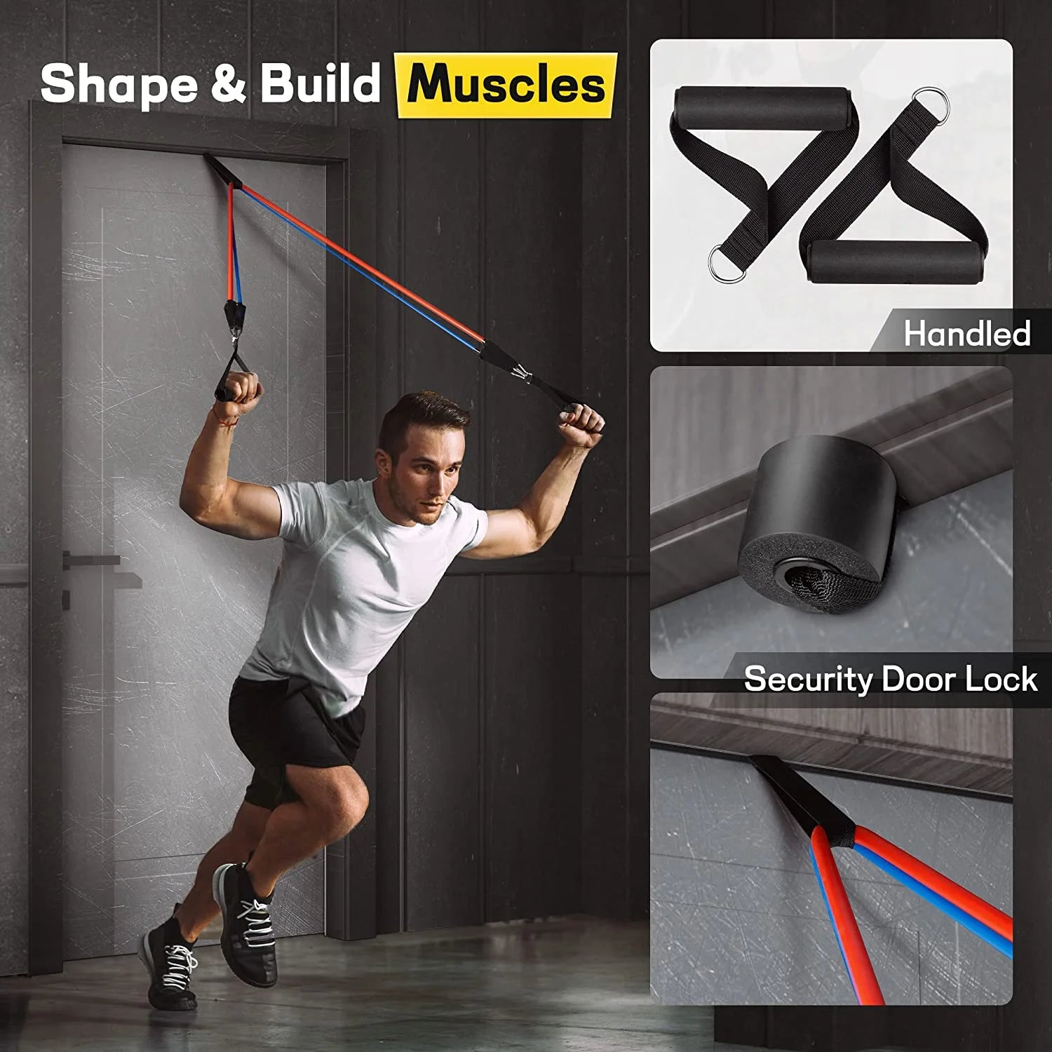 150 lbs Resistance Bands Set with Handles for Strength Training at Home - Exercise Bands for Men and Women