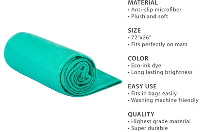Gosweat Super Absorbent Teal Hot Yoga Towel - 100% Microfiber Suede for Bikram Yoga