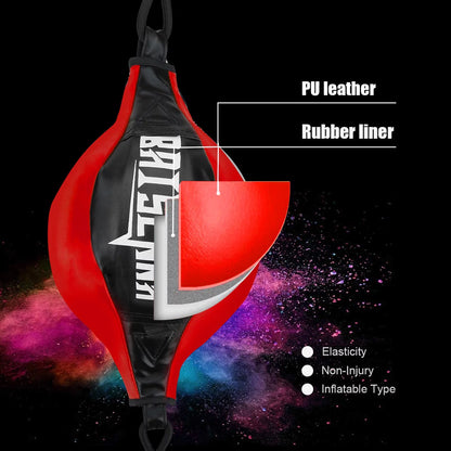 Double End Ball - Leather Boxing Speed Training Ball for Gym Use, Includes Cord for Stress Relief and Exercise, Suitable for Adults and Teenagers