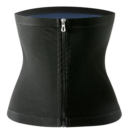 Men's Zippered Waist Trainer Sweat Belt - Sauna Workout Band for All Seasons, Sporty Design, Elastic Fitness Waistband