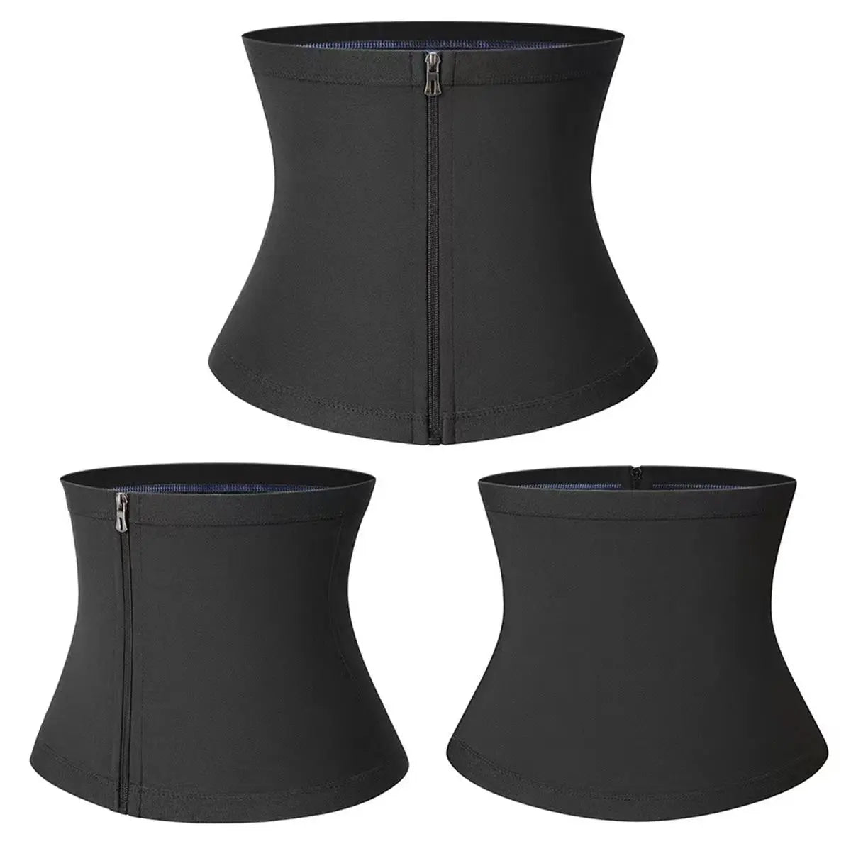 Men's Zippered Waist Trainer Sweat Belt - Sauna Workout Band for All Seasons, Sporty Design, Elastic Fitness Waistband