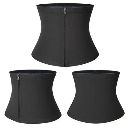 Men's Zippered Waist Trainer Sweat Belt - Sauna Workout Band for All Seasons, Sporty Design, Elastic Fitness Waistband