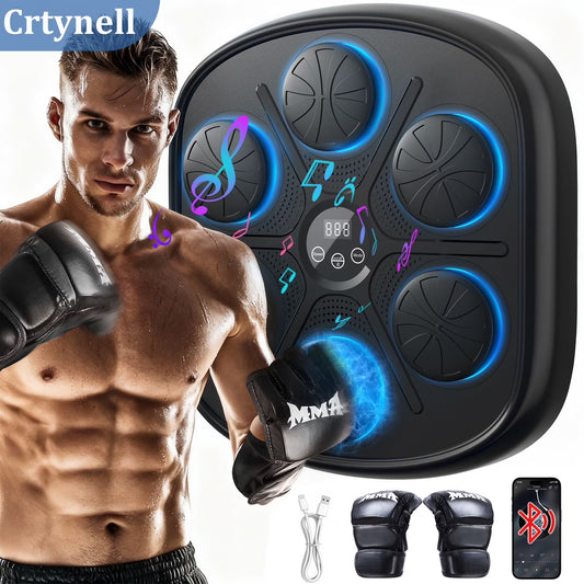 Advanced Smart Music Boxing Machine for Adults - Wall-Mounted Fitness Equipment with Display and Gloves for Home and Gym Use (Black)