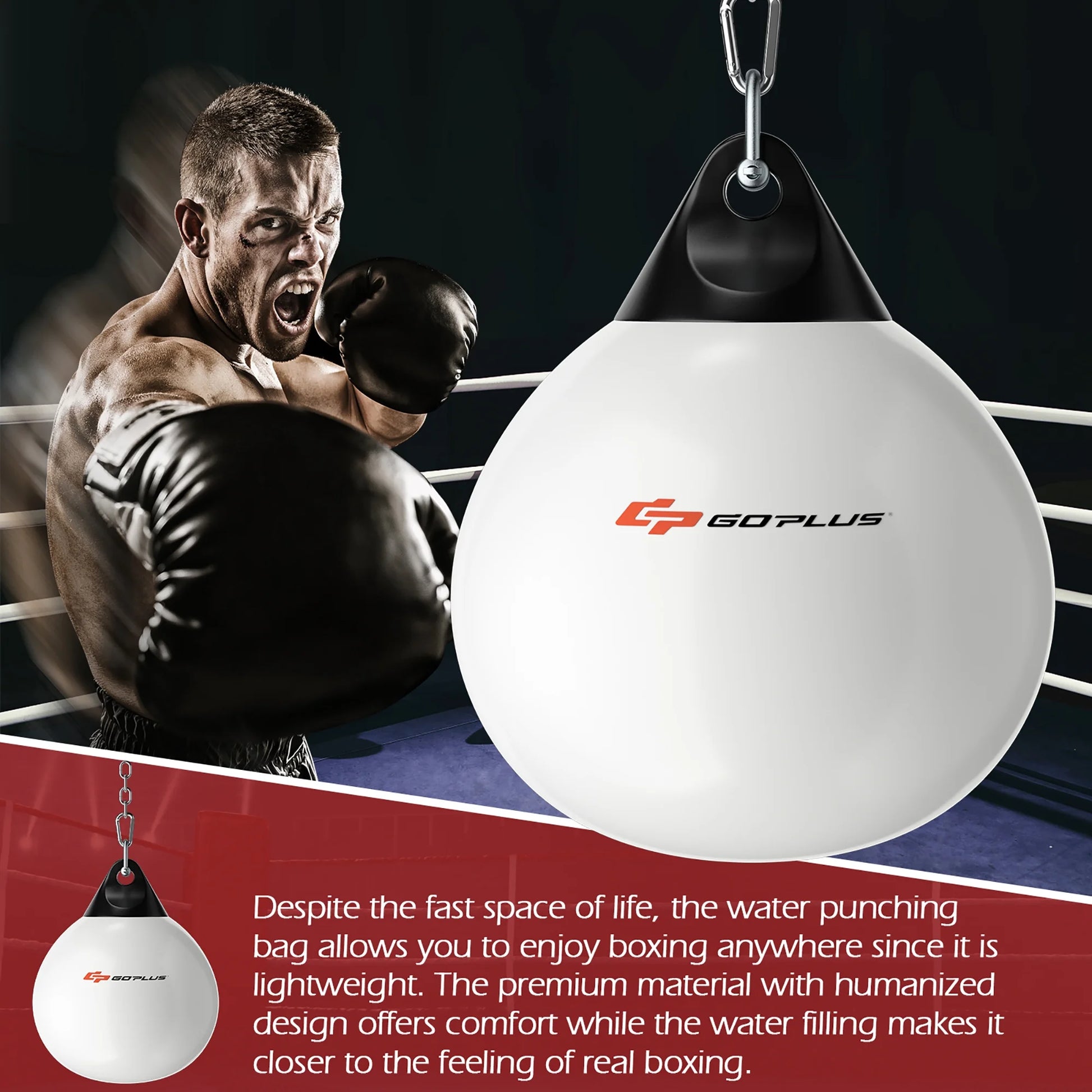 Goplus 18-Inch 110 lbs Water-Filled Aqua Training Boxing Bag for Home Gym - White