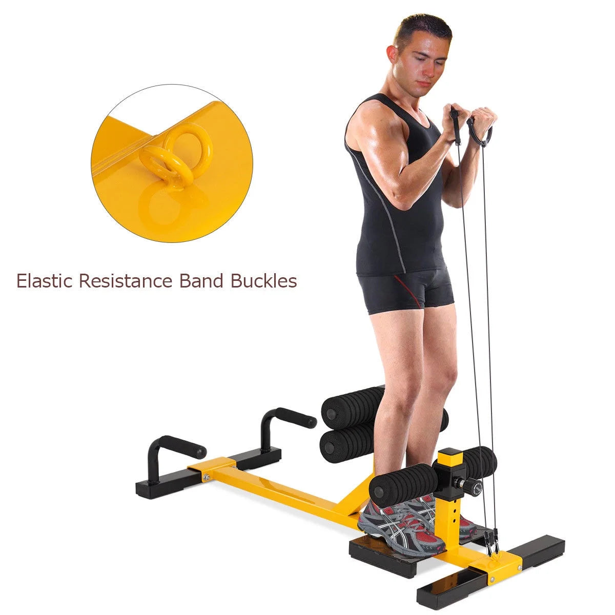 Height Adjustable 3-in-1 Sissy Squat, Push-Up, and Ab Workout Machine for Home Gym