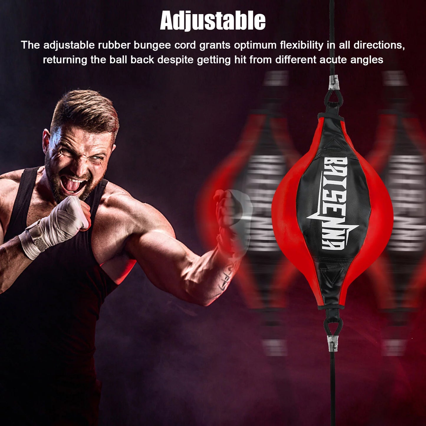 Double End Ball - Leather Boxing Speed Training Ball for Gym Use, Includes Cord for Stress Relief and Exercise, Suitable for Adults and Teenagers
