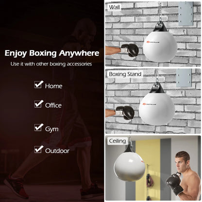 Goplus 18-Inch 110 lbs Water-Filled Aqua Training Boxing Bag for Home Gym - White