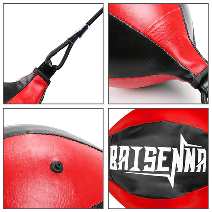 Double End Ball - Leather Boxing Speed Training Ball for Gym Use, Includes Cord for Stress Relief and Exercise, Suitable for Adults and Teenagers