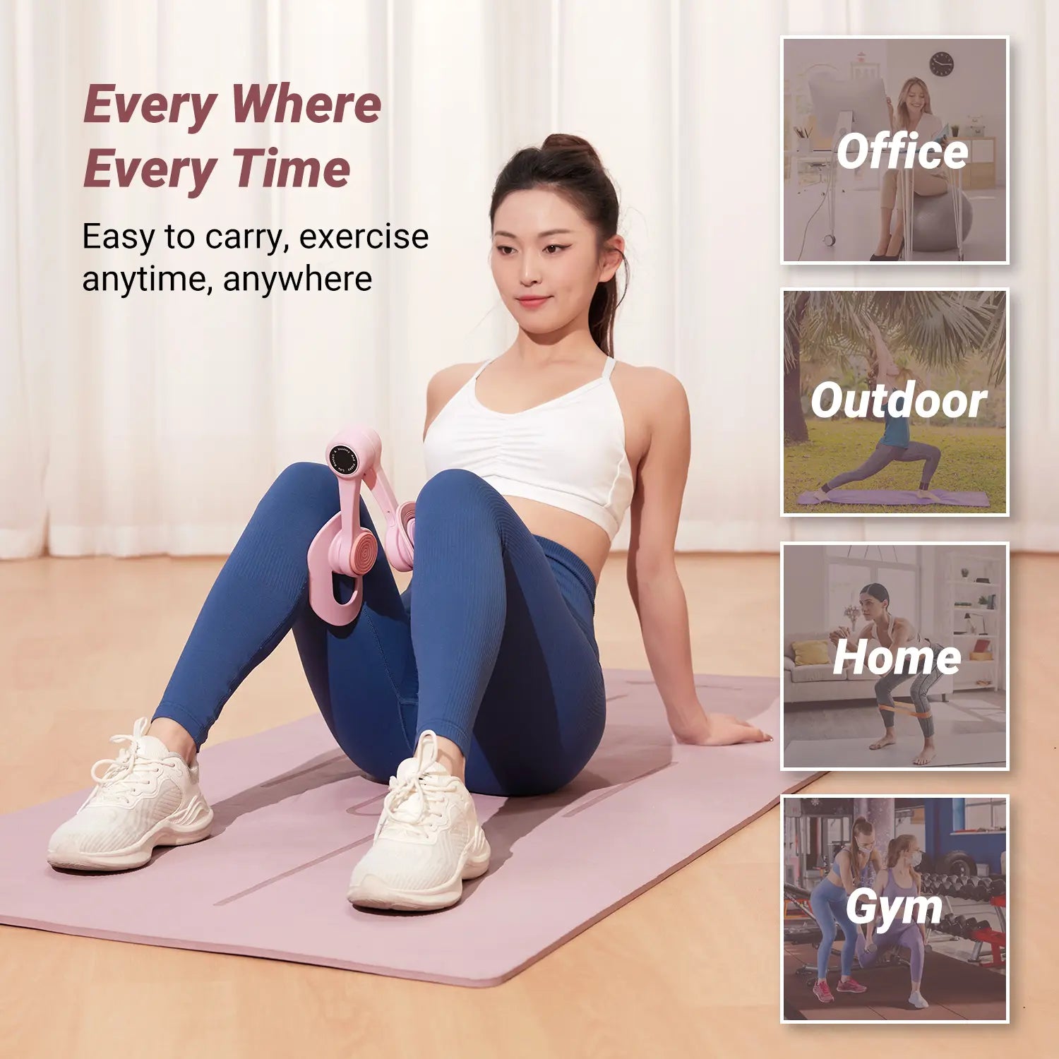 Merach Thigh Trainer - Home Fitness Equipment for Inner Thighs, Legs, and Arms with Optional Versions: Standard, Strap, and Smart Counter in Blue Summer Vibes